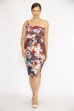 WOMEN'S COLORFUL ONE-SHOULDER STRAP FRONT SLITTLE DRESS