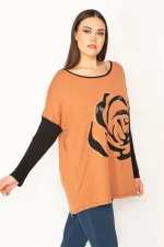 Kadın Gri Önü Flok Desen Ve Taş Detaylı İki Renkli Tunik 65N31412