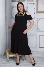 Kadın Gri Omuz Dekolteli Roba Garnili Elbise 65N25800