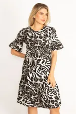 Kadın Leo Volan Kollu Etek Ucu Katlı Elbise 65N34447