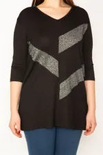 KADIN SİYAH SİM DETAYLI BLUZ