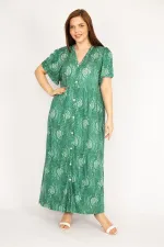 Kadın Siyah Büyük Beden Ön Boy Düğmeli Cepli Uzun Elbise