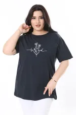 Kadın Büyük Beden Gül Kurusu Bisiklet Yakalı Kısa Kollu Bluz 65N38006