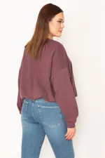 WOMEN'S COLORFUL 3-YARN SWEATSHIRT WITH RASHED INSIDE AND ELASTIC HEM