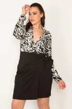 KADIN SİYAH YAN BAĞLAMALI ANVELOP ELBİSE