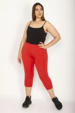 Kadın Nar Büyük Beden Yan Şeritli Spor Kapri 65N35624