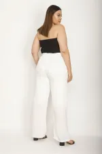 PANTALON EN SATIN DOUBLÉ POUR FEMME AVEC ÉLASTIQUE À LA TAILLE ET DESIGN DÉTAILLÉ À ÉPAULET D20/15