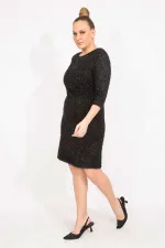 Kadın Bordo Simli Buklet Kumaş Astarlı Elbise 65N35530