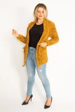 Kadın Safran Cepli Kalın Triko Hırka 65N34602