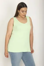 Kadın Açıl Yeşil Pamuklu Kumaş Kolsuz Bluz 65N26628