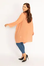 Kadın Oranj Salaş Yaka Hırka 65N34778