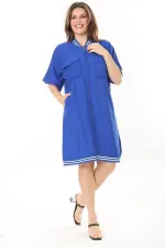 Kadın Büyük Beden Nar Ön Fermuarlı Ribana Detaylı Aerobin Kumaş Elbise 65N37880