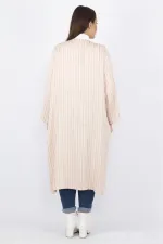 Kadın Pudra Cep Detaylı Çizgili Kap 65N33162