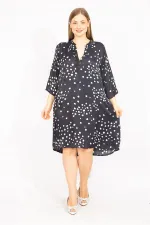 Kadın Lacivert V Yakalı Javanez Elbise 65N35527