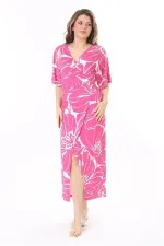 Kadın Büyük Beden Pembe Anvelop Yakalı Elbise 65N37969