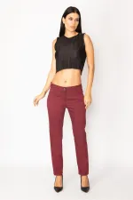KADIN BORDO GABARDİN 5 CEP PANTOLON