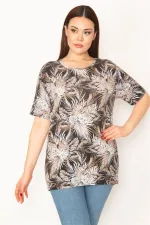 KADIN VİZON BİSİKLET YAKALI DESENLİ BLUZ