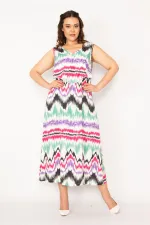 Kadın Fujya Dokuma Viskon Kumaş Göğüs Volanlı Elbise 65N33247