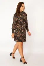 Kadın Renkli Beli Lastik Detaylı Uzun Kollu Elbise 65N34051