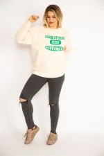 Women's Beige 3-Thread Raised Sweatshirt 65N35071