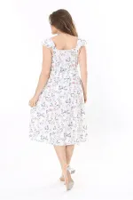 Kadın Büyük Beden Kemik Kol Ve Beli Volan Detaylı Elbise 65N37982