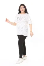 Kadın Büyük Beden Kemik Bisiklet Yakalı Kısa Kollu Bluz 65N38007