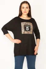 KADIN SİYAH ÖN DETAYLI KAPRİ KOLLU BLUZ