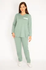 Kadın Camel V Yakallı Bluz Pantolon Takım 65N34658