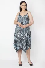 Kadın Nar İp Askılı Asimetrik Elbise 65N26736