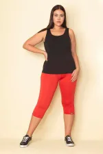 Kadın Kırmızı Yan Şeritli Likralı Jarse Tayt Pantolon 65N28659