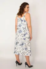 Kadın Kemik Göğüs Volanlı Askılı Elbise 65N33212