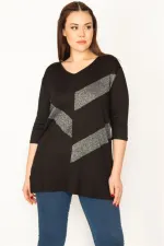 KADIN SİYAH SİM DETAYLI BLUZ