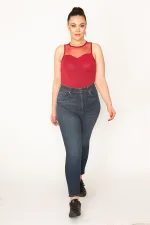 Kadın Lacivert 5 Cep Likralı Süper Skinny Jean Pantolon 65N35381