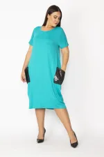 Kadın Bordo Cebi Payet Detaylı Viskon Elbise 65N28931