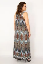 Kadın Gri Ön Pat Düğme Ve Dantel Detaylı Javanez Viskon Elbise 65N33208