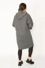 Kadın Füme Fermuar Ve Kapşon Detaylı Kaban 65N28345