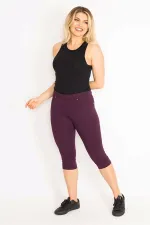 Kadın Mürdüm Ön Süs Ve Arka Cepli Tayt  65N35202