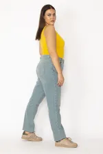 Kadın Mavi Yüksek Bel 5 Cepli Kot Pantolon 65N29166