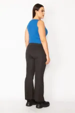 Kadın Siyah Geniş Paça Strech Pantolon 65N35423