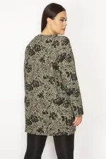 VESTE LONGUE NON DOUBLÉE NOIRE POUR FEMME AVEC POCHE À BOUTON-PRESSION SUR LE DEVANT