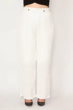 PANTALON EN SATIN DOUBLÉ POUR FEMME AVEC ÉLASTIQUE À LA TAILLE ET DESIGN DÉTAILLÉ À ÉPAULET D20/15