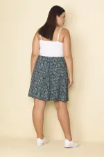 Kadın Yeşil Bel Lastikli Pilikaşe Detaylı Likralı Etek 65N28665