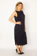 Women's Navy Blue Glittery Lined Dress 26A34281