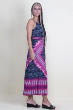 KADIN RENKLİ YAKA DETAYLI ASKILI ELBİSE