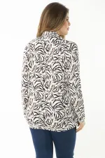 Kadın Büyük Beden Renkli Boğazlı Yaka Uzun Kollu Bluz 65N37145