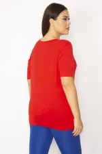 Kadın Kırmızı Omuz Ve Göğüs Dekolteli Bluz 65N33938