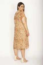 Kadın Renkli Astarlı Şifon Elbise 65N26549