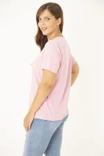 Kadın Büyük Beden Beyaz Pamuk Kumaş Dantel Detaylı Bluz 65N36937