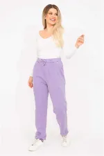 Kadın Lila 3 İplik Kumaş Kup Dikişli Eşofman Alt 65N35279