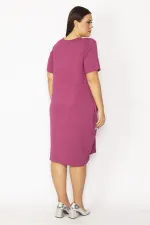 Kadın Bordo Cebi Payet Detaylı Viskon Elbise 65N28931